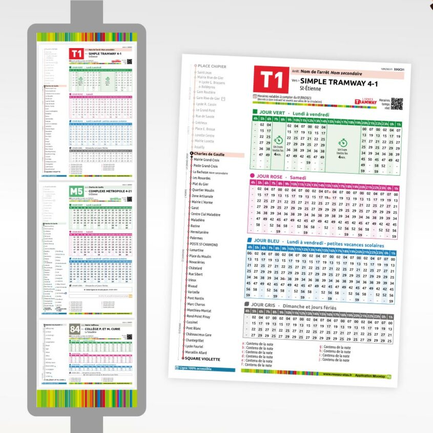 anne-lise-mommert-yvelise-reveilliez-information-voyageur-graphisme-fiche-horaires-stas-saint-etienne-reseau-corps-poteau-arret-bus-tram